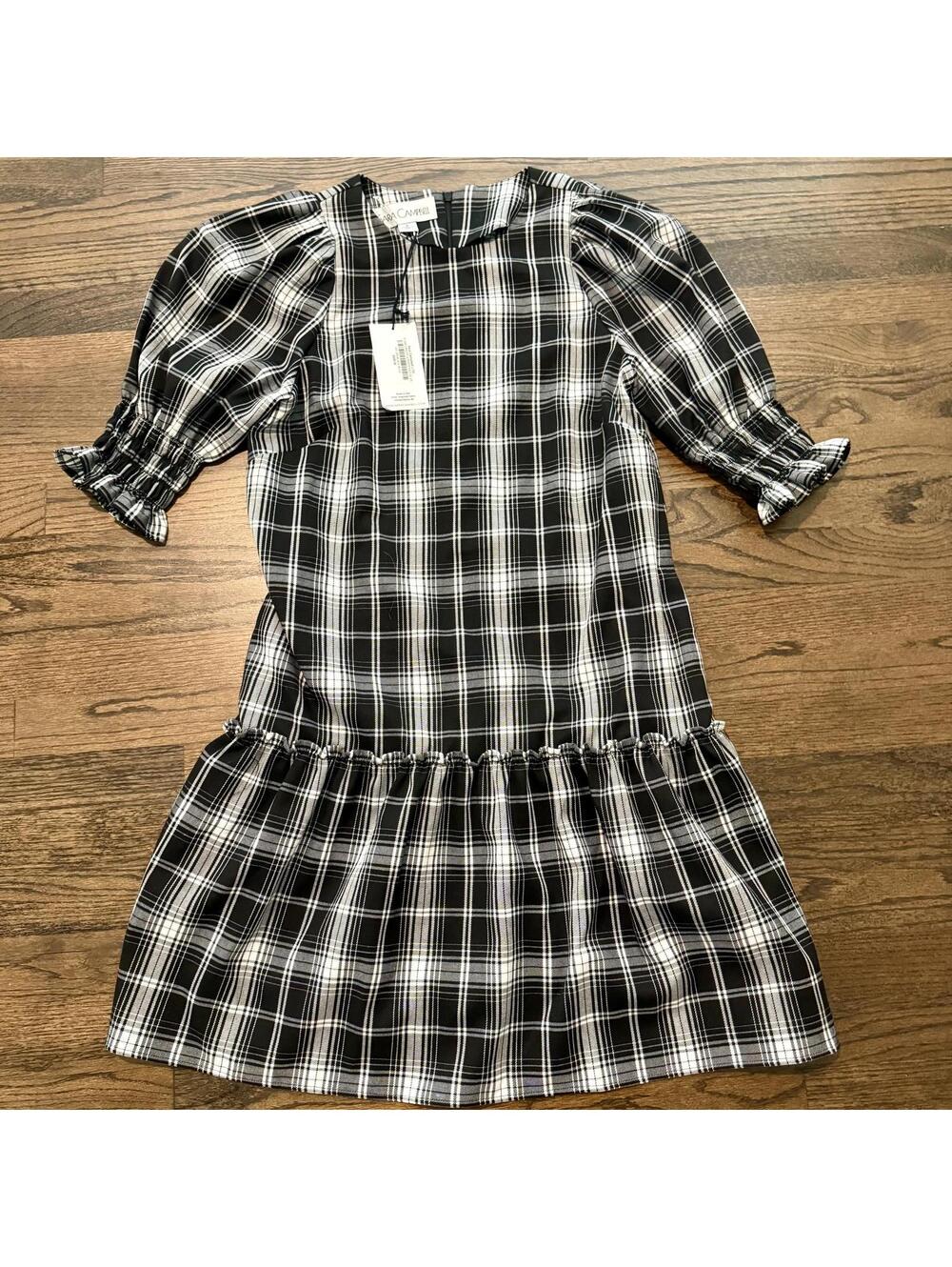 NWT Sara Campbell Black & White Plaid Dress Size Small